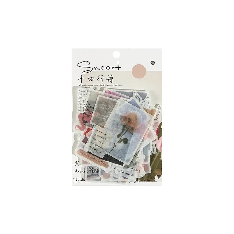 40 pièces/paquet lettre du temps poésie Washi papier autocollants bricolage journal déco balle journ