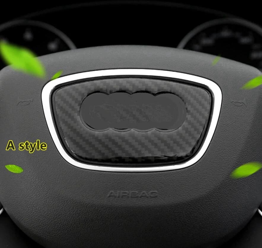 Autocollant de Logo de volant de voiture en Fiber de carbone, couverture de cadre pour Audi A1 A3 A4