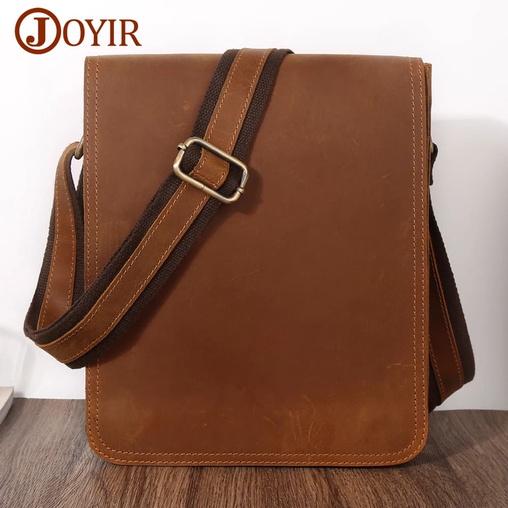 JOYIR petit sac messager en cuir véritable pour hommes sac à bandoulière à rabat décontracté sac à b