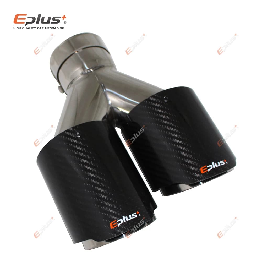 EPLUS voiture fibre de carbone brillant silencieux pointe Y forme Double sortie tuyau d'échappement 