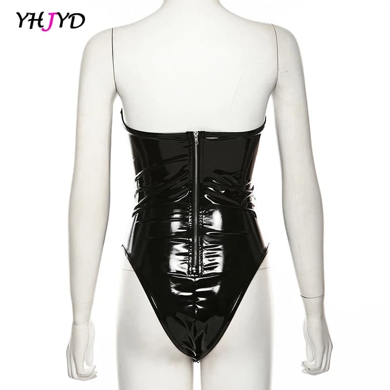 Body Sexy sans bretelles pour femmes, épaules dénudées, Push Up, moulant, fermeture éclair noire, co