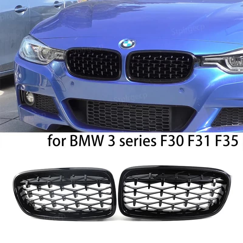 Calandre de pare-chocs avant en diamant, Grille de Sport de course à Double lattes pour BMW série 3 