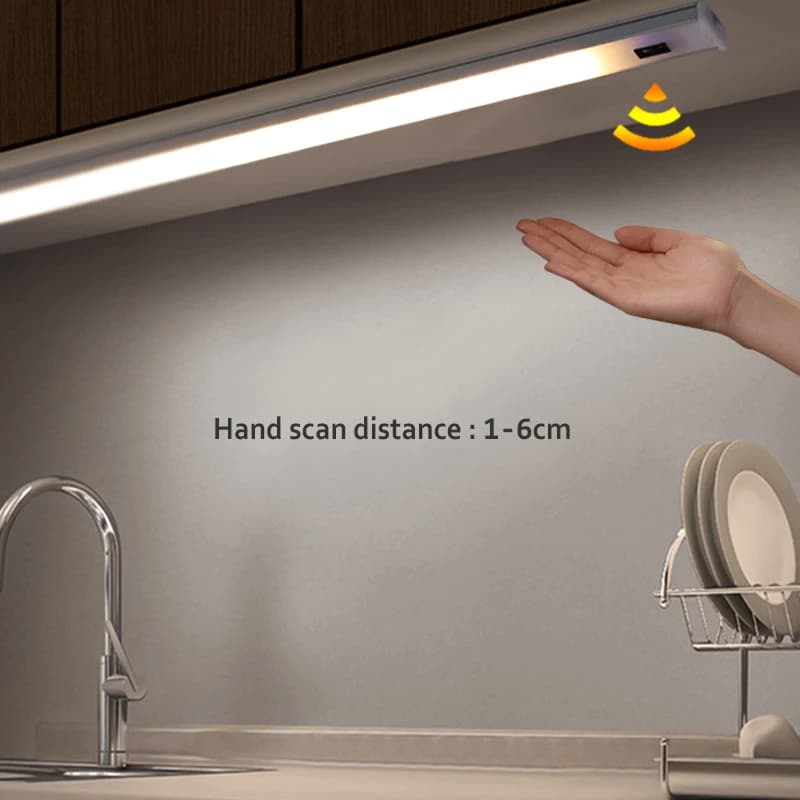 Lampe LED sous-meuble, veilleuse de cuisine, chambre à coucher, placard, interrupteur à balayage man