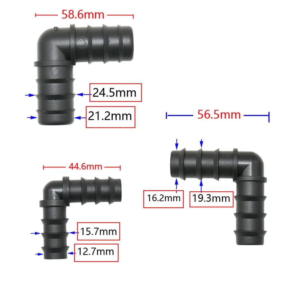 Joendoc4-Connecteur de tuyau d'irrigation goutte à goutte en PE, 16mm, 20mm, 25mm, coude en T, répar
