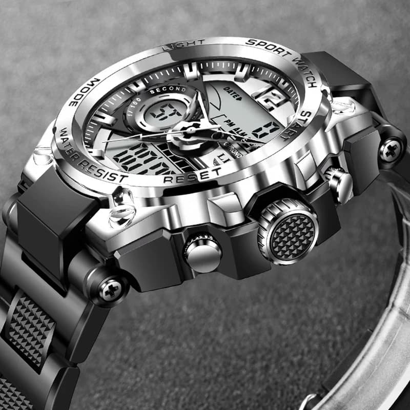 LIGE numérique hommes montre militaire 50m étanche montre-bracelet LED Quartz horloge Sport montre m