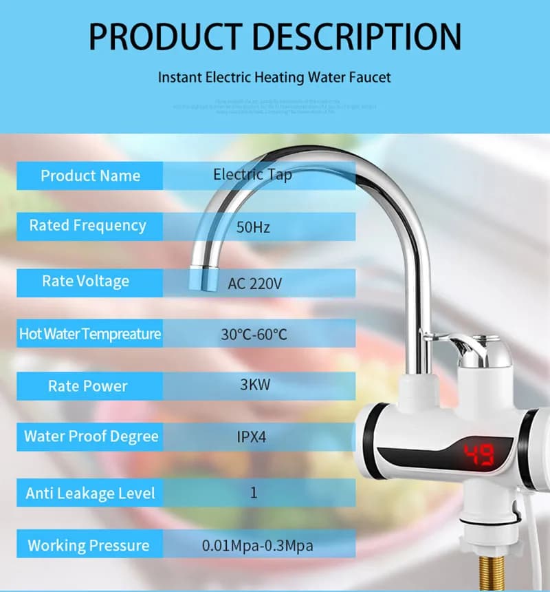Chauffe-eau sans réservoir avec douche chauffe-eau électrique instantané 220V affichage numérique ro