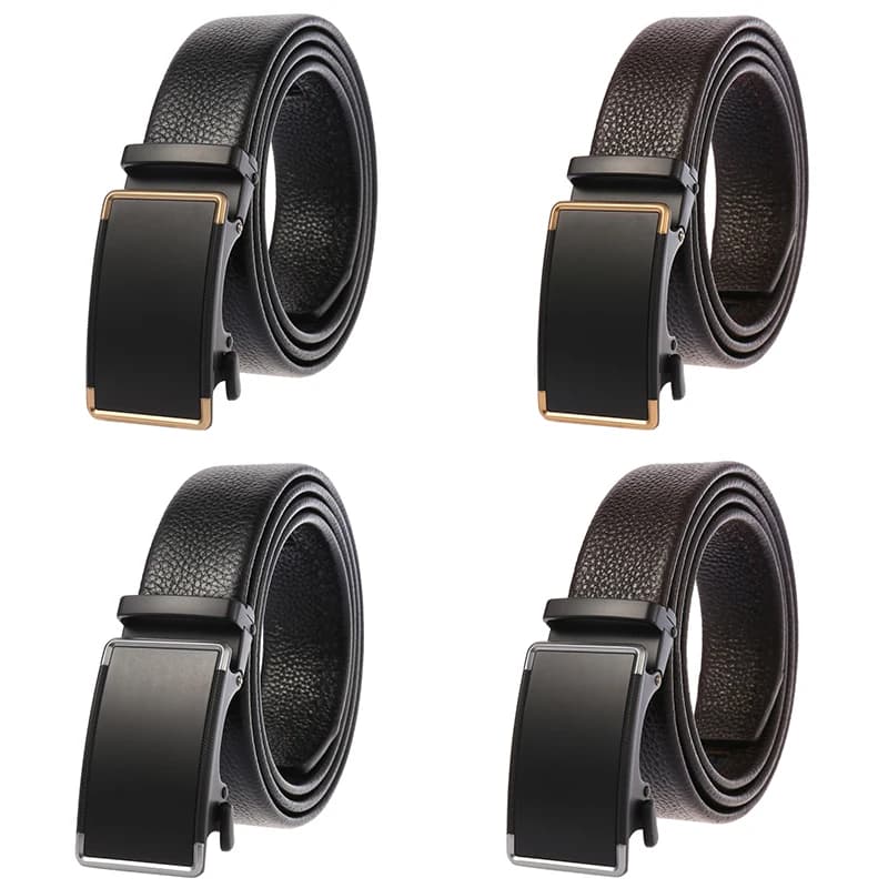 VATLTY 100cm-130cm Ceinture en cuir marron pour hommes Hard Netal Alloy Ceinture pantalon à boucle a