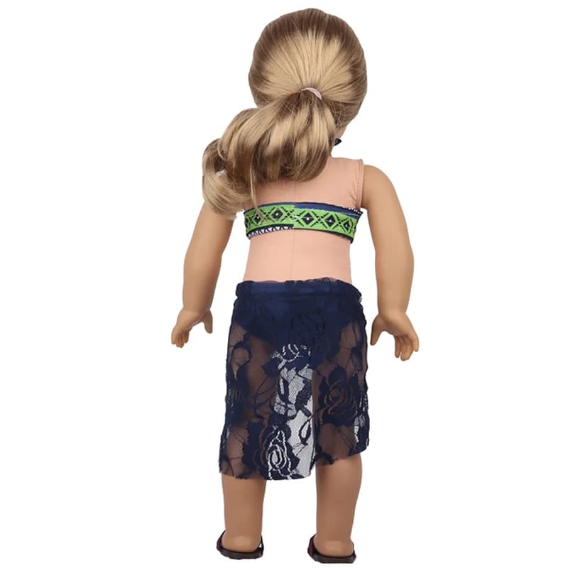 Nouveau maillot de bain solide poupée Bikini + lunettes de soleil maillot de bain sandales de plage 