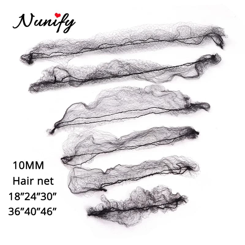 20 pièces/lot filets à cheveux Invisible bord élastique maille longue 36 pouces noir court 18 pouces
