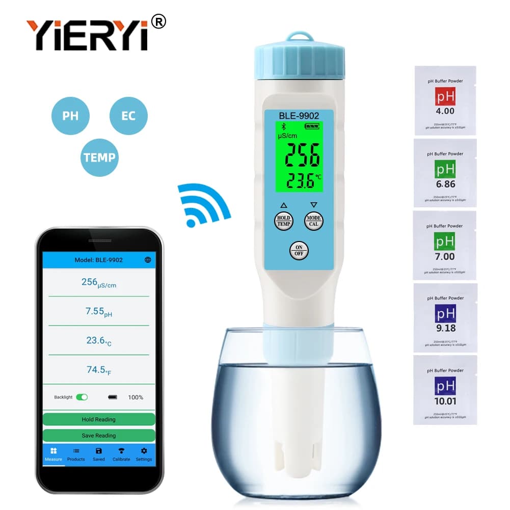 Yieryi – testeur de qualité de l'eau, appareil de mesure du PH/EC/TDS/TEMP, contrôle Intelligent ave