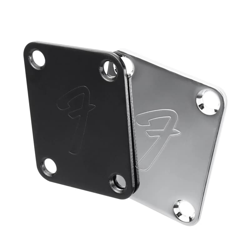 Plaque de cou pour guitare, 4 boulons, Chrome/noir, Logo Strat/Tele, grande vente, 70s