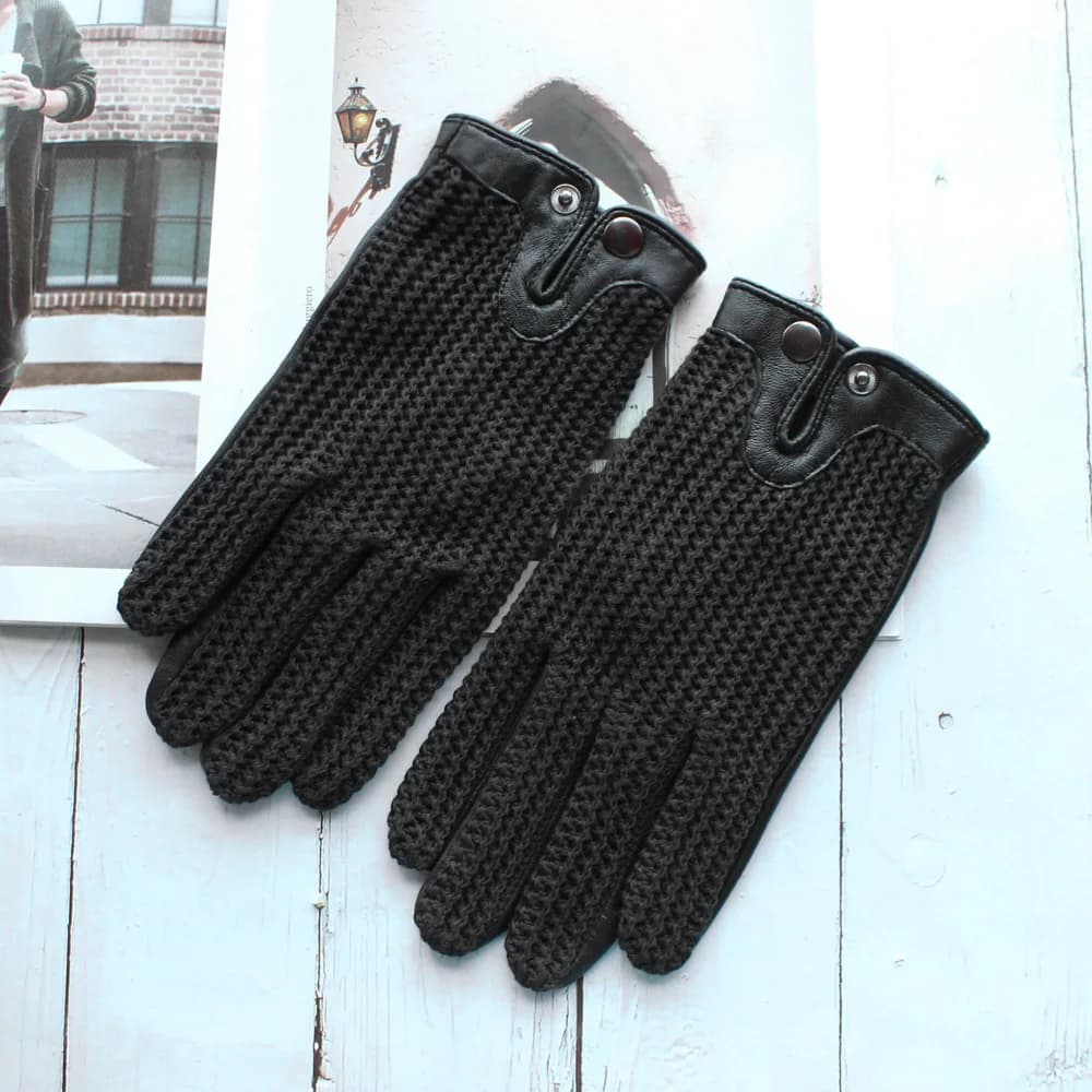 Gants de conduite antidérapants en cuir pour hommes, de haute qualité, pour écran tactile, tricotés 