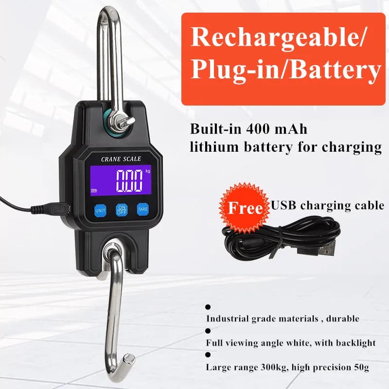 Balance de grue Compatible Bluetooth 300kg/50g, Rechargeable, Portable, suspendue, à crochet industr