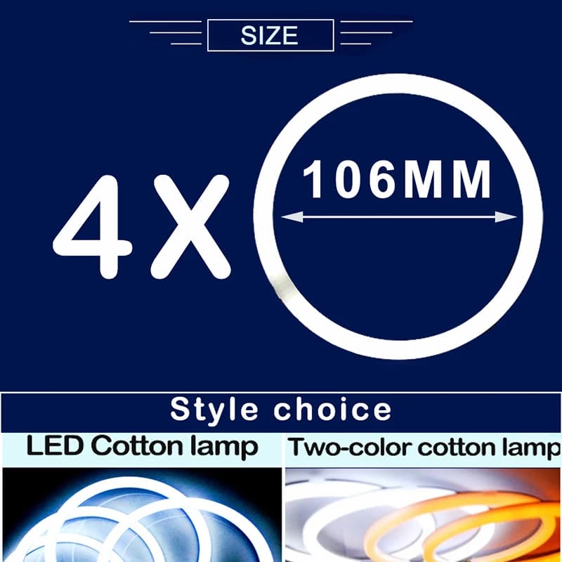 1SED 4x106mm pour BMW E46 2D coupé Cabrio bicolore LED DRL SMD coton yeux d'ange Halo anneaux Kit ph