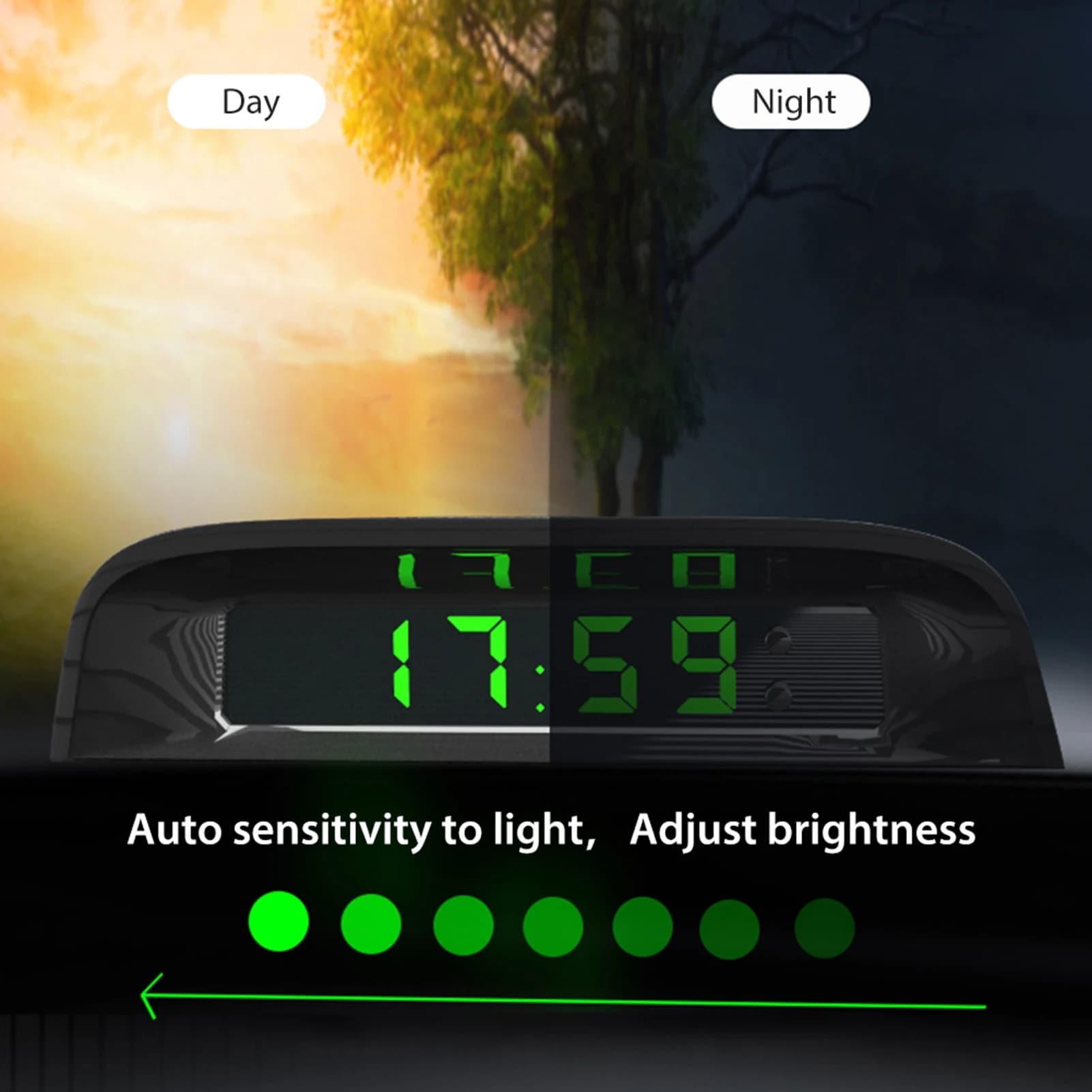 Horloge Numérique Interne de Voiture avec Batterie spatirée, Accessoire de Décoration Solaire, 6224 