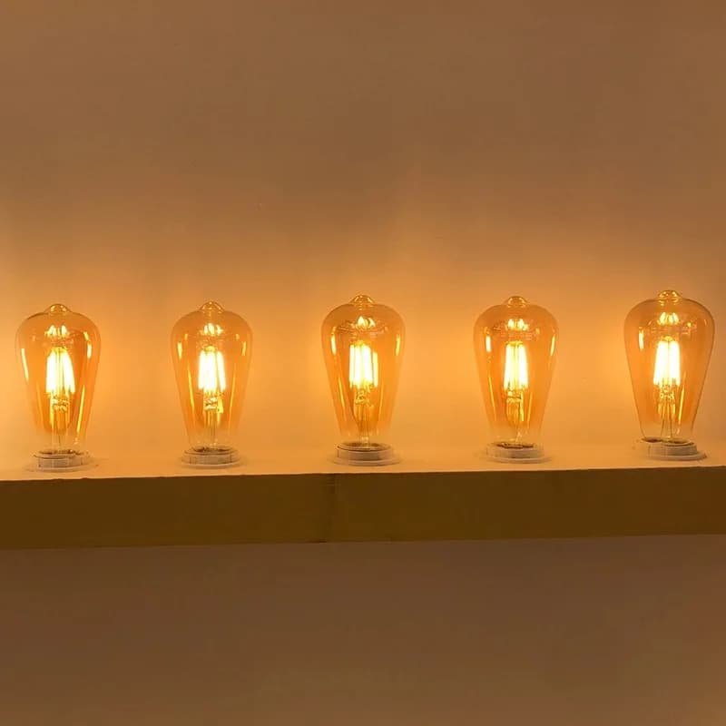 Ampoules LED à Filament Edison, lumières artistiques dorées ST64 à intensité variable E27 B22 2W 4W 