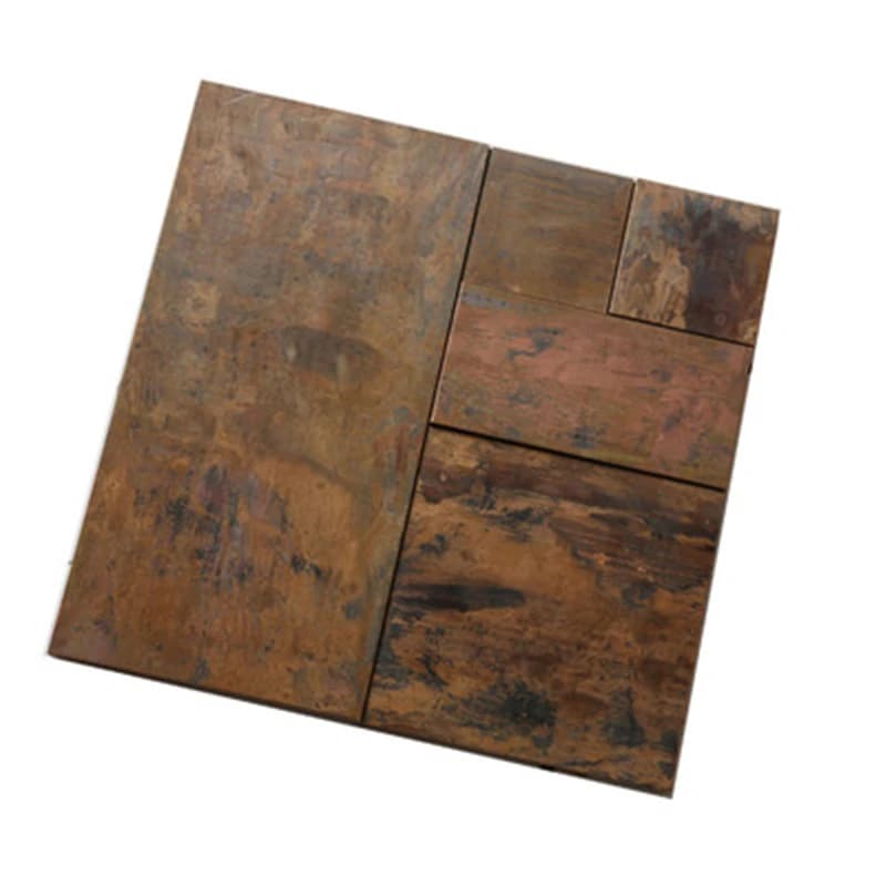 3D Big Square Brick Copper Metal Mosaic Tile, Vintage American Industrial Style Wall Decor  Bronze B