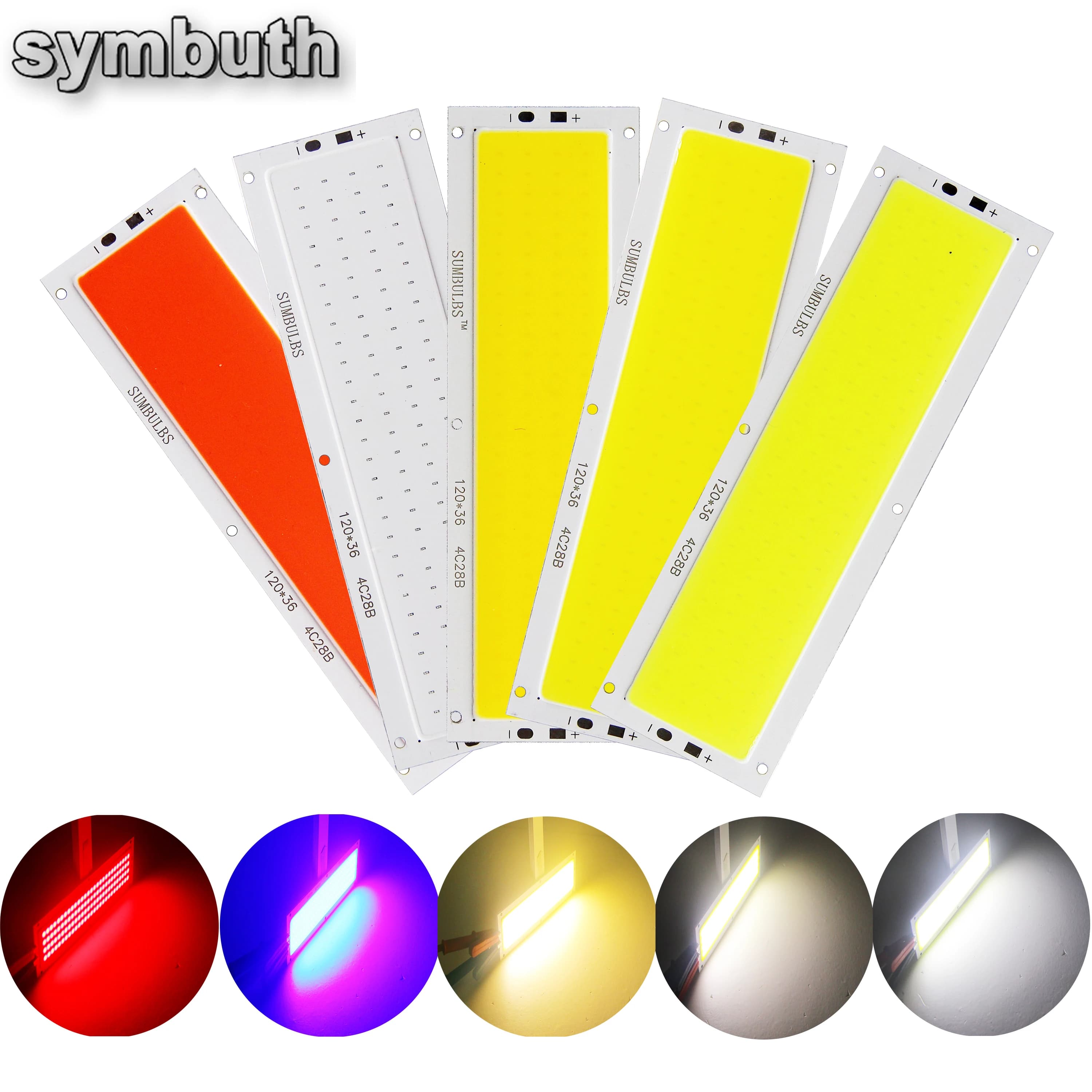 Bande de Source de Lumière LED COB 12W pour Éclairage de Voiture, Panneau d'Ampoule, Blanc Chaud, Na