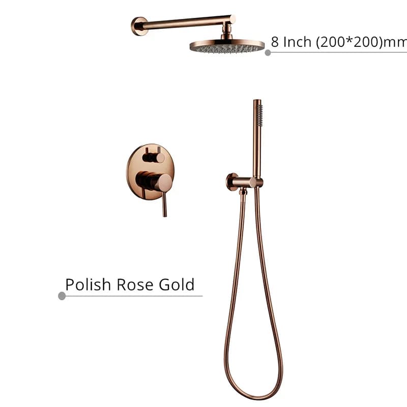 Ensemble de douche en laiton or rose poli, pommeau de douche HOWall, douche contemporaine pour la ma