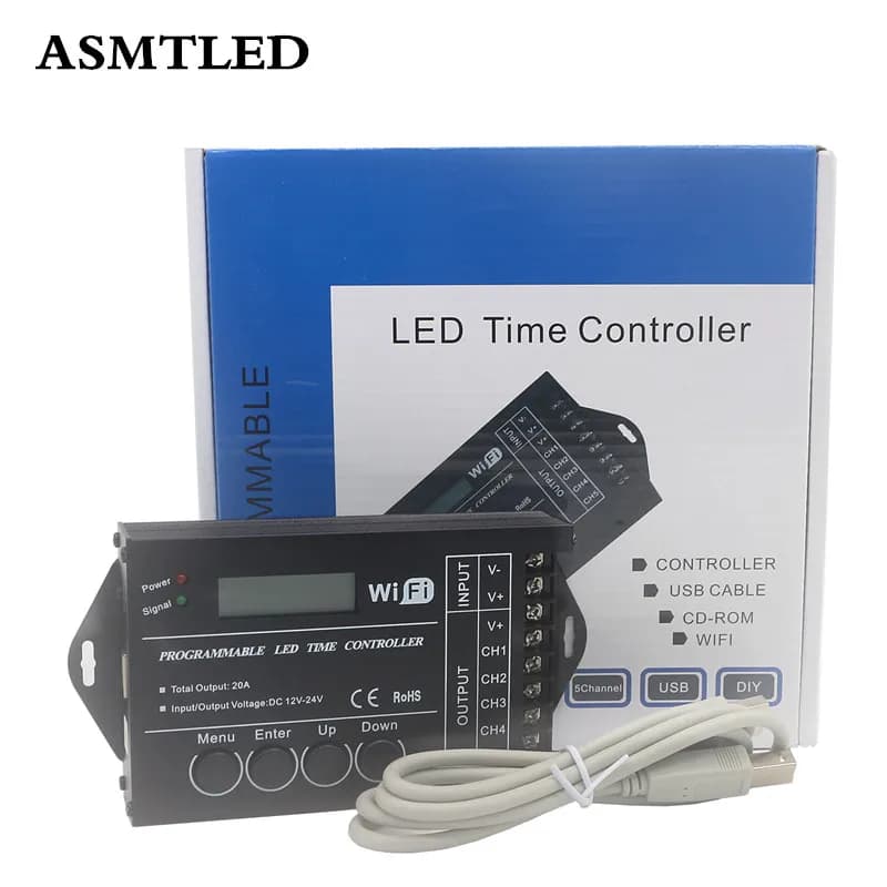 TC420 TC421 contrôleur Programmable de temps Wifi 5 CH sortie DC12V/24V 20A RGB contrôleur de bande 