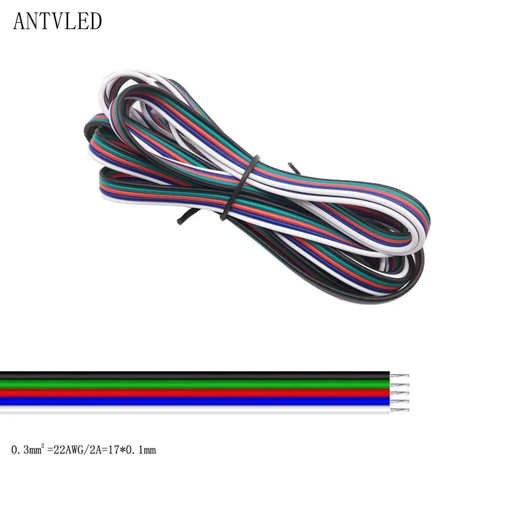 Câble métallique Led 22awg, 5m/10m/50m/100m, 2 broches/3 broches/4 broches/5 broches/6 broches pour 