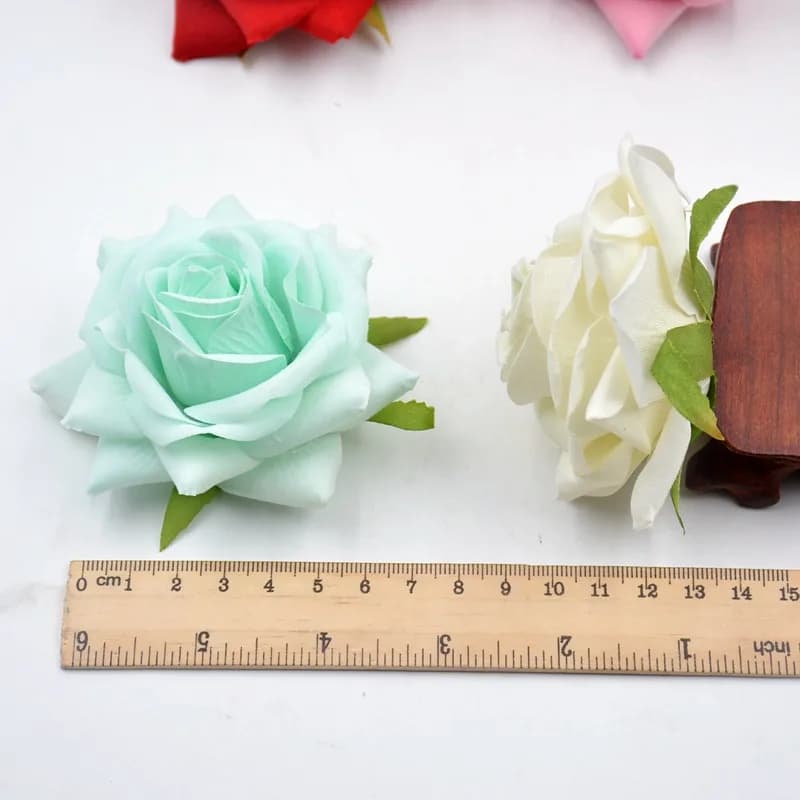 Têtes de roses artificielles en tissu de soie, 8CM, pour fête de mariage, décoration de la maison, c