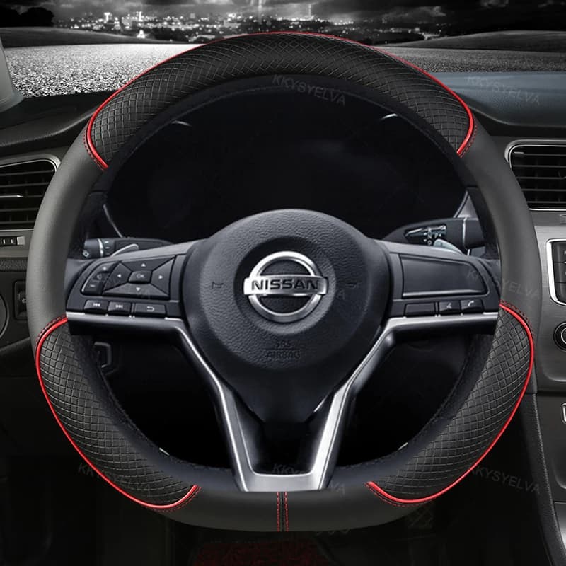 Housse de volant de voiture en cuir PU de Type D, pour Nissan x-trail Qashqai Rogue Sport Rogue 2017