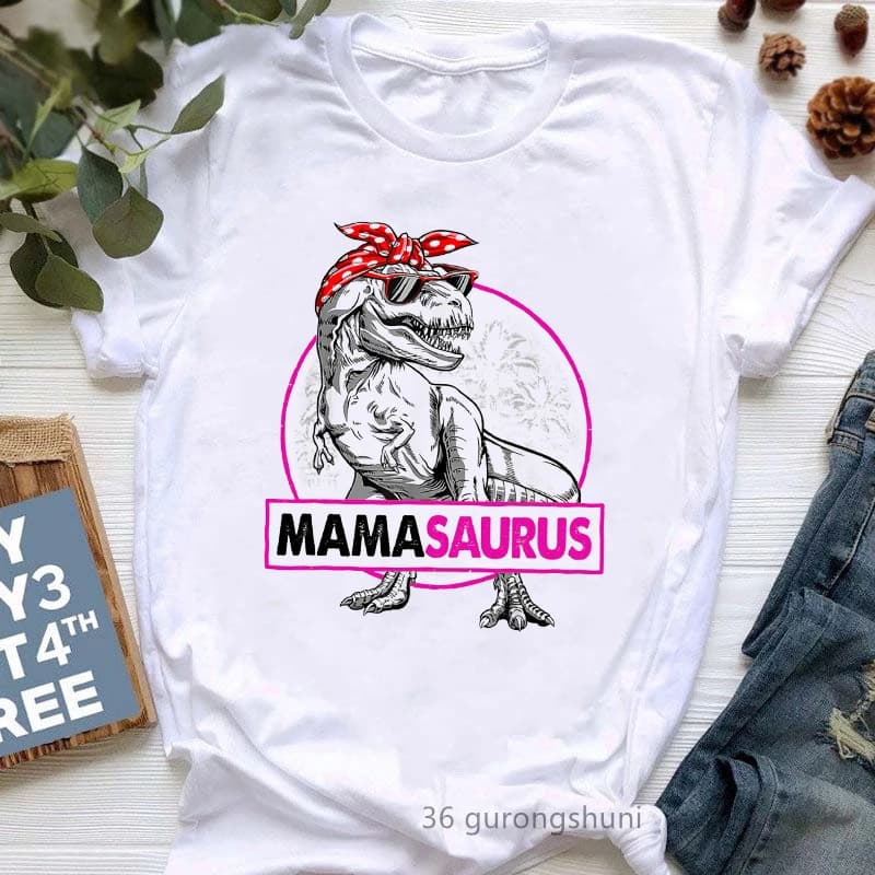 T-shirt imprimé graphique Mamasaurus pour femmes, T-shirt femme, T-shirt drôle, T-shirt léopard d'in