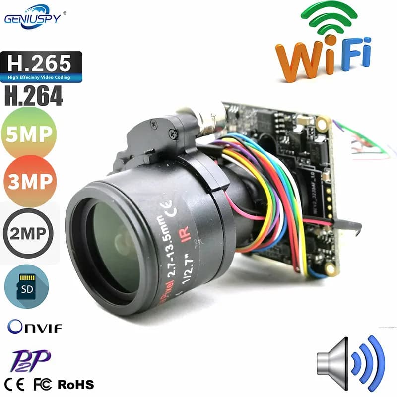 Camhi-Caméra de surveillance PTZ IP WiFi PoE (5MP/2MP), dispositif de sécurité sans fil, avec n'aime