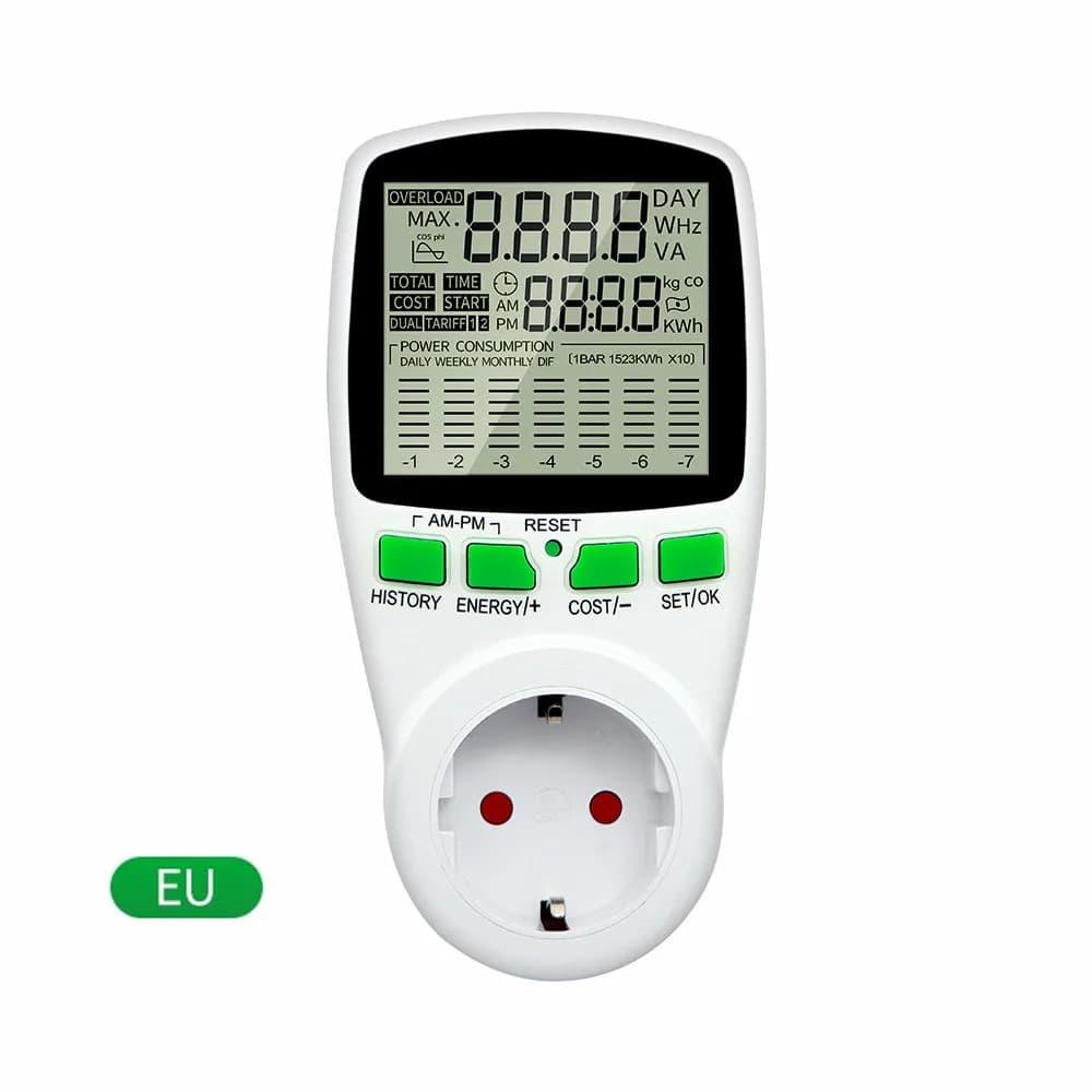 Analyseur de compteur de puissance électrique, prise de wattmètre, compteur de puissance AC, moniteu