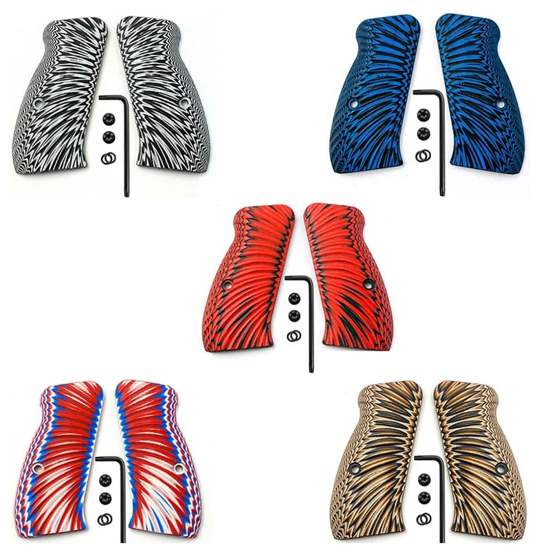 1 paire de poignées Sunburst personnalisées G10 CZ75 pour CZ 75/85 Compact,CZ P-01,P100,C100,T100,PC