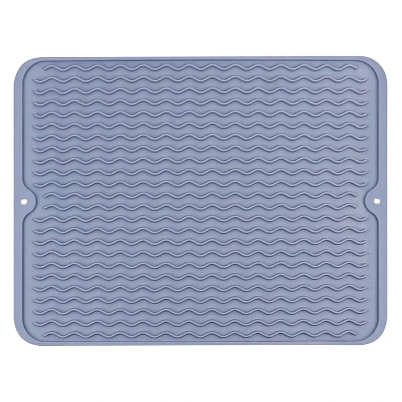 Tapis de séchage de vaisselle en silicone, 40 x 30 cm - Grand tapis de séchage de vaisselle, tapis d