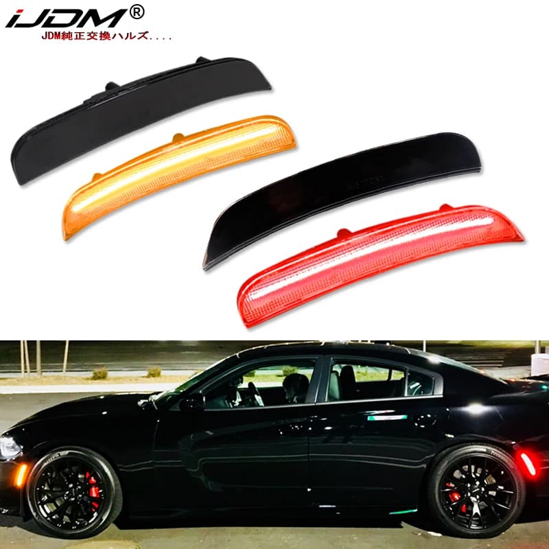 IJDM – Kit de feux de position latéraux LED pour pare-chocs avant/arrière ambre/rouge, pour Dodge Ch