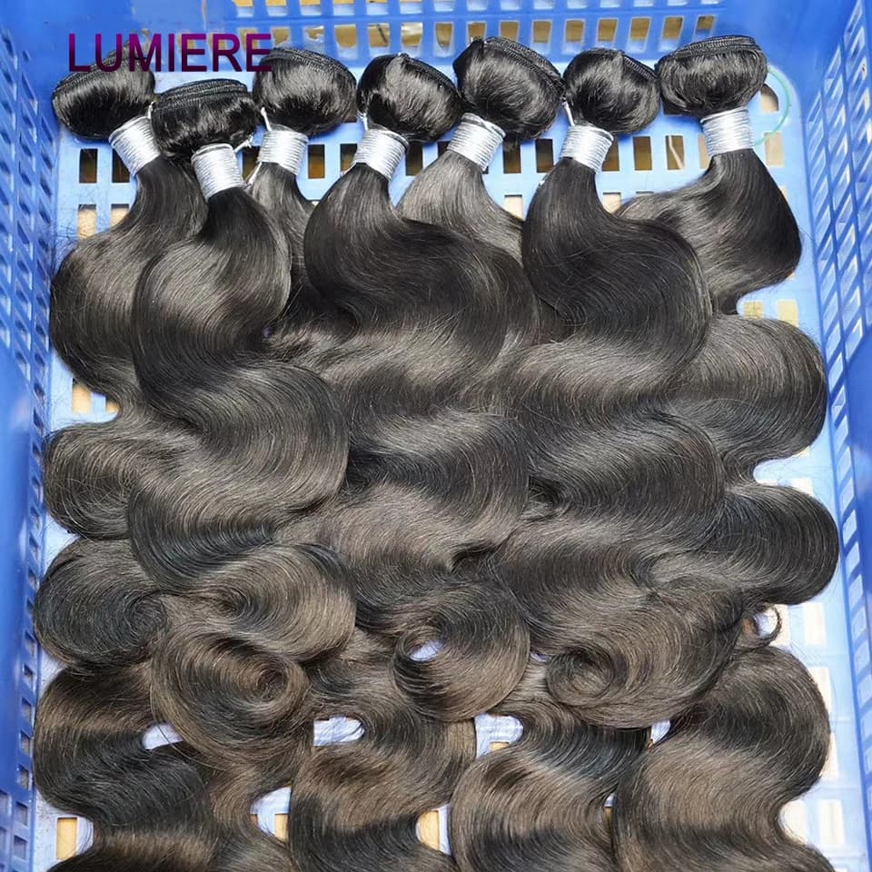 Paquets de vague de corps brut vierge 18A avec fermeture frontale HD fermeture de dentelle transpare