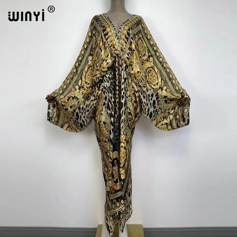 WINYI-Robe longue bohème à col en V pour femmes, Robe longue de plage, Sensation roulée à la main, S