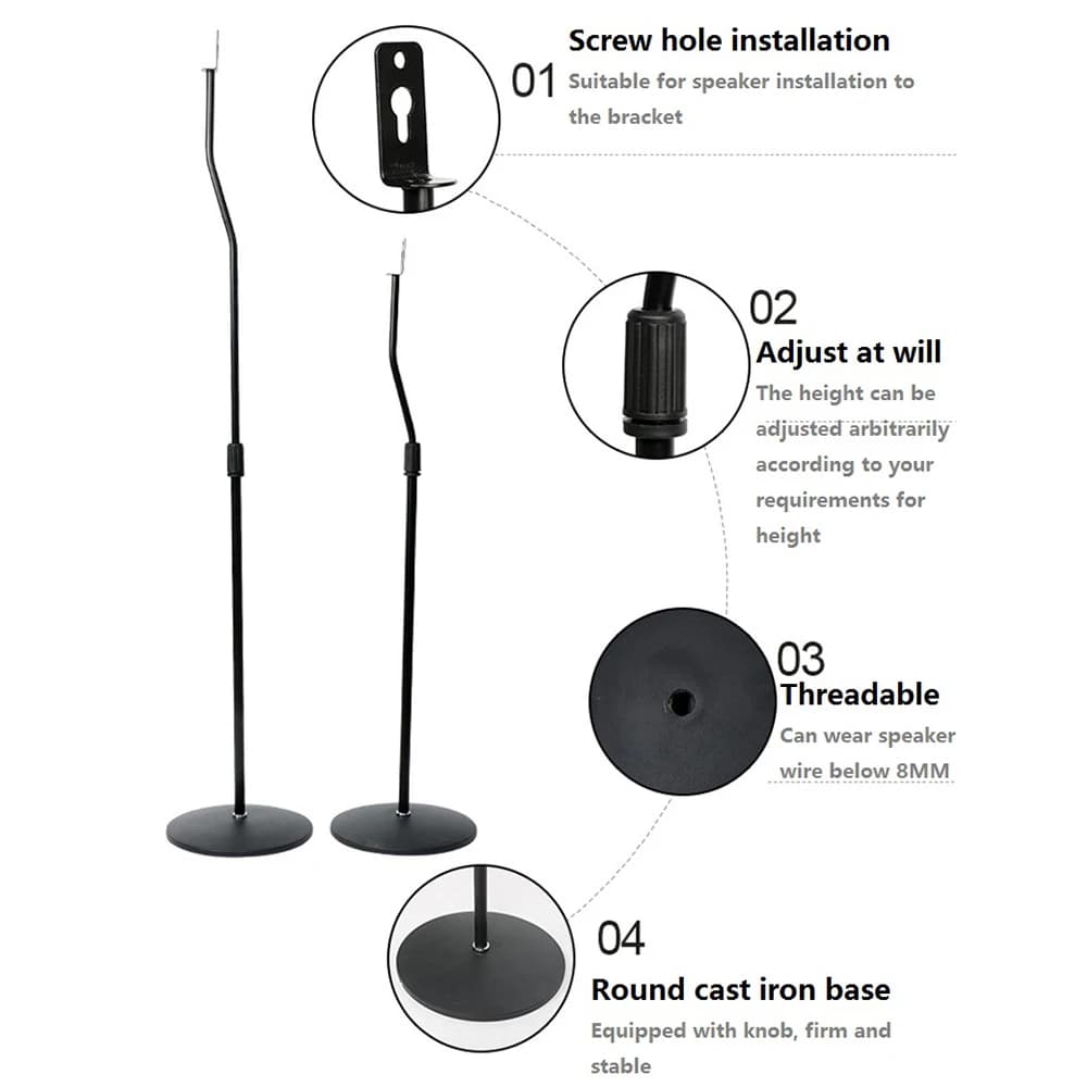 1 paire de supports de haut-parleurs Surround réglables 80-120MM, support de sol universel pour haut
