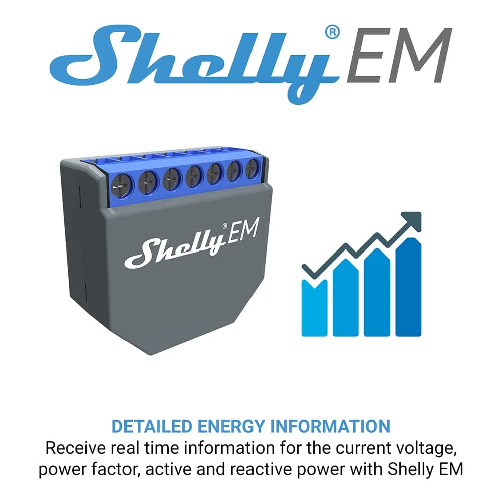 Shelly EM + pince Domotica, compteur d'énergie fonctionnant en WiFi, contrôle du contacteur, mesure 