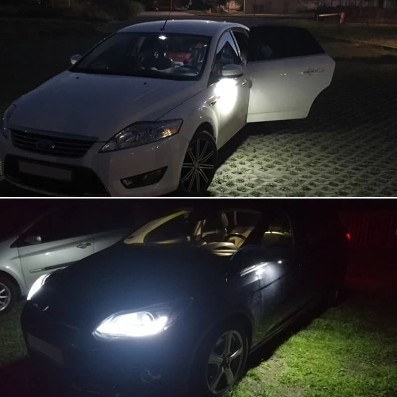 Lampes LED blanches sans erreur sous les rétroviseurs latéraux pour Ford C-Max, Focus, Kuga, Escape,