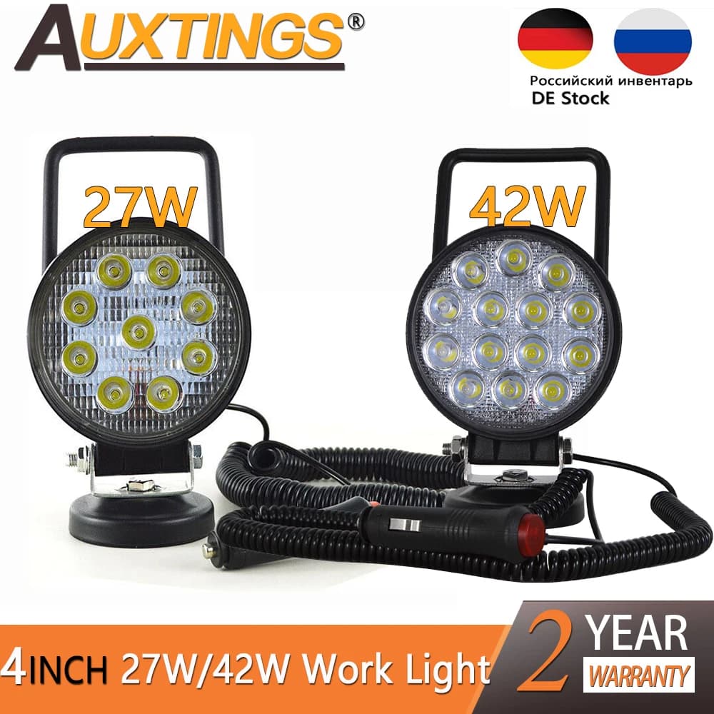 Auxtings 4 pouces 4 ''Portable 27W 42W projecteur Base magnétique Led lampe de travail voiture camio
