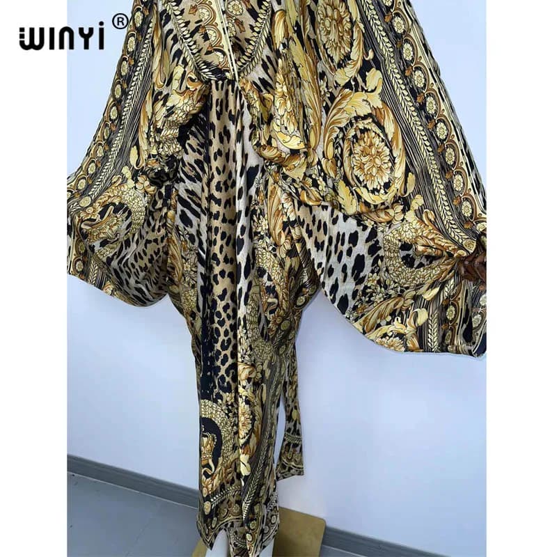 WINYI – caftan de plage Sexy, sensation de soie, rayonne, imprimé à la mode, Maxi, robes longues pou
