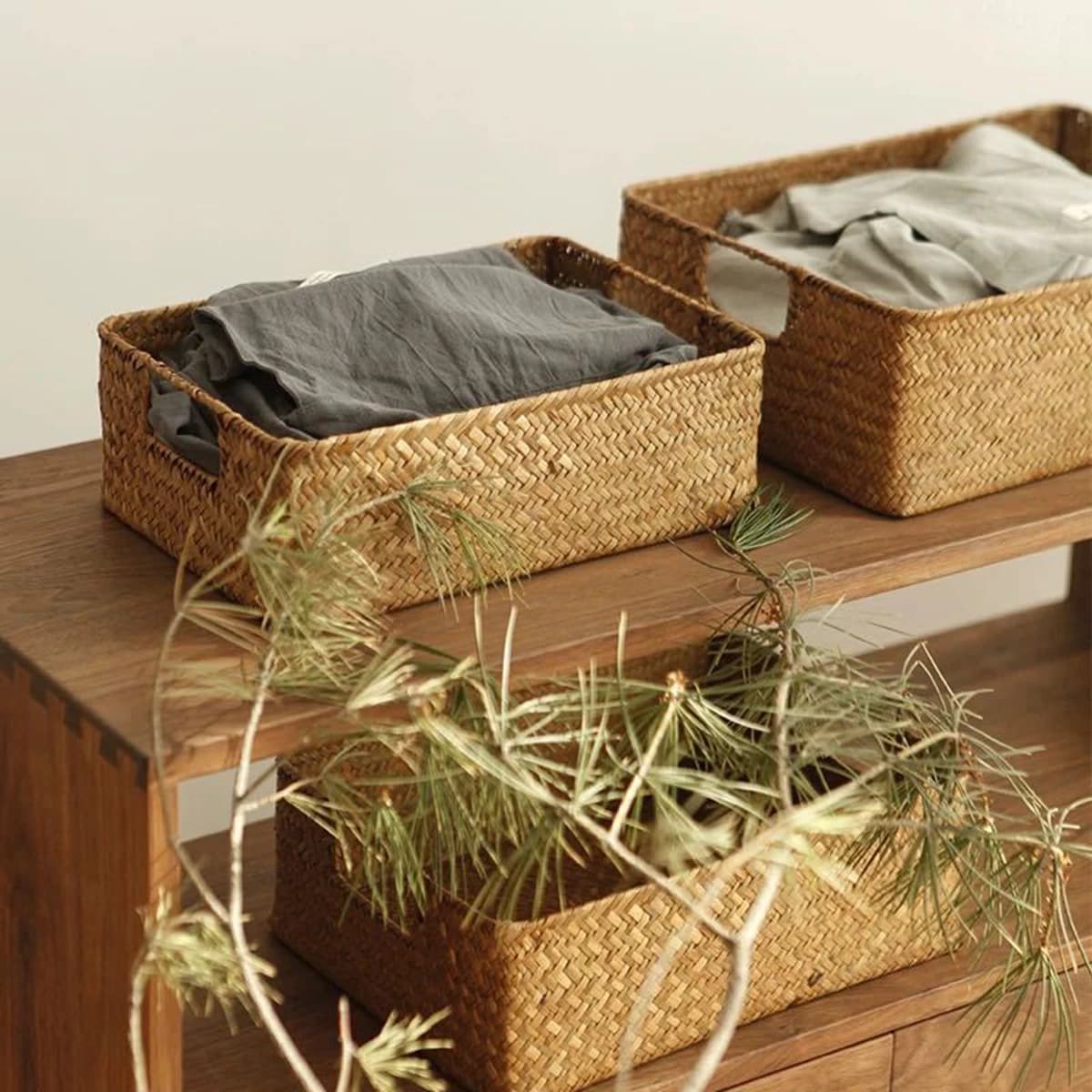Zerolife – grand panier en jonc de mer tissé naturel, en paille et osier, pour Table de maison, frui