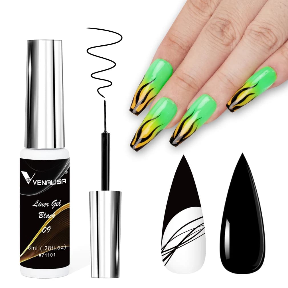 Venalisa Liner Gel 8ml vernis à ongles français UV LED peinture Gel Nail Art Design magnifique paill