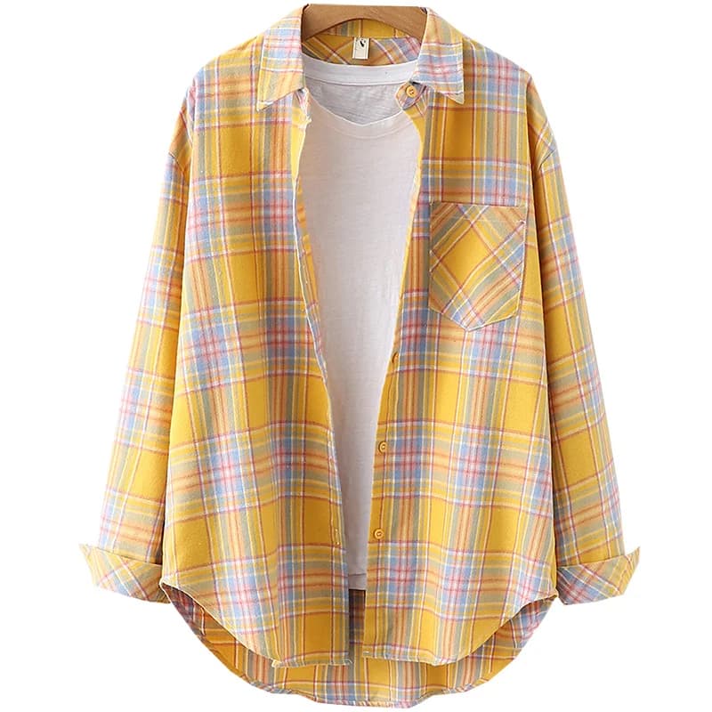 Chemisier à carreaux pour femme, style ample, nouvelle collection Printemps-Automne 2026, haut décon