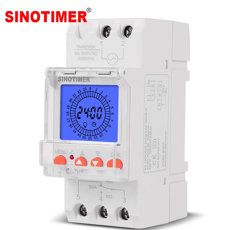 Module Din analogique numérique 24 heures, interrupteur de temps rétro-éclairé, grand écran LCD, min