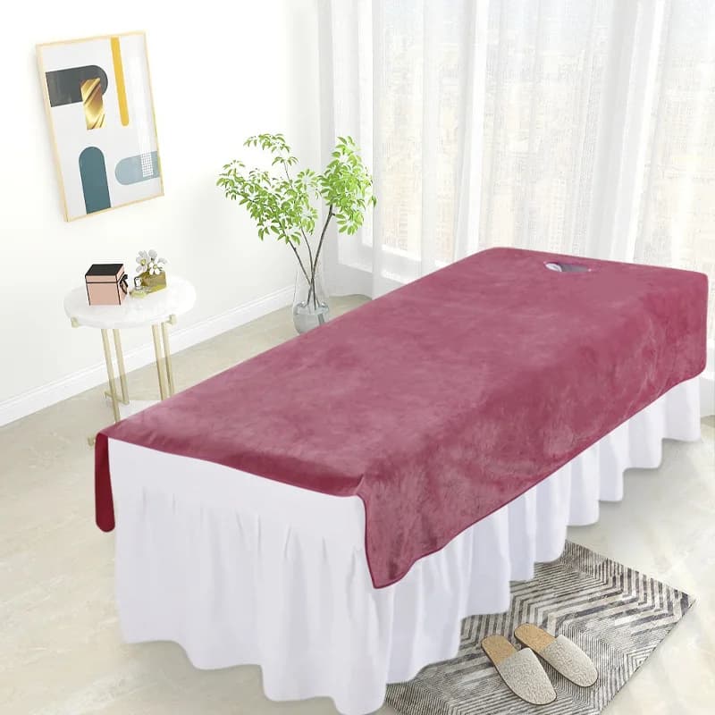 Draps de lit en velours solide pour Salon de beauté SPA, couverture de Table de Massage chaude, Saba