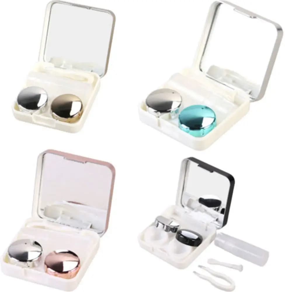 Étui de voyage pour lentilles de contact, carré, portable, couleur unie, couvercle de lentille, cont