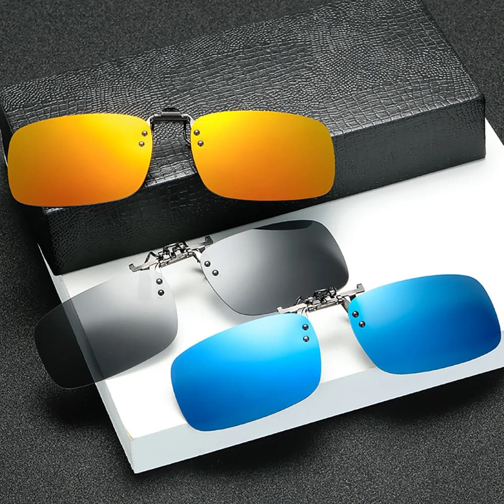 VIVIBEE miroir bleu rabattable pince sur lunettes de soleil pêche hommes carré lentille polarisée mé