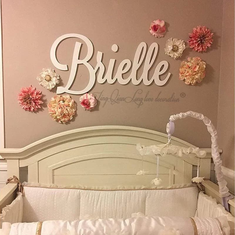 Signe de nom en bois personnalisé, anniversaire, mariage, pépinière, toile de fond, sur berceau