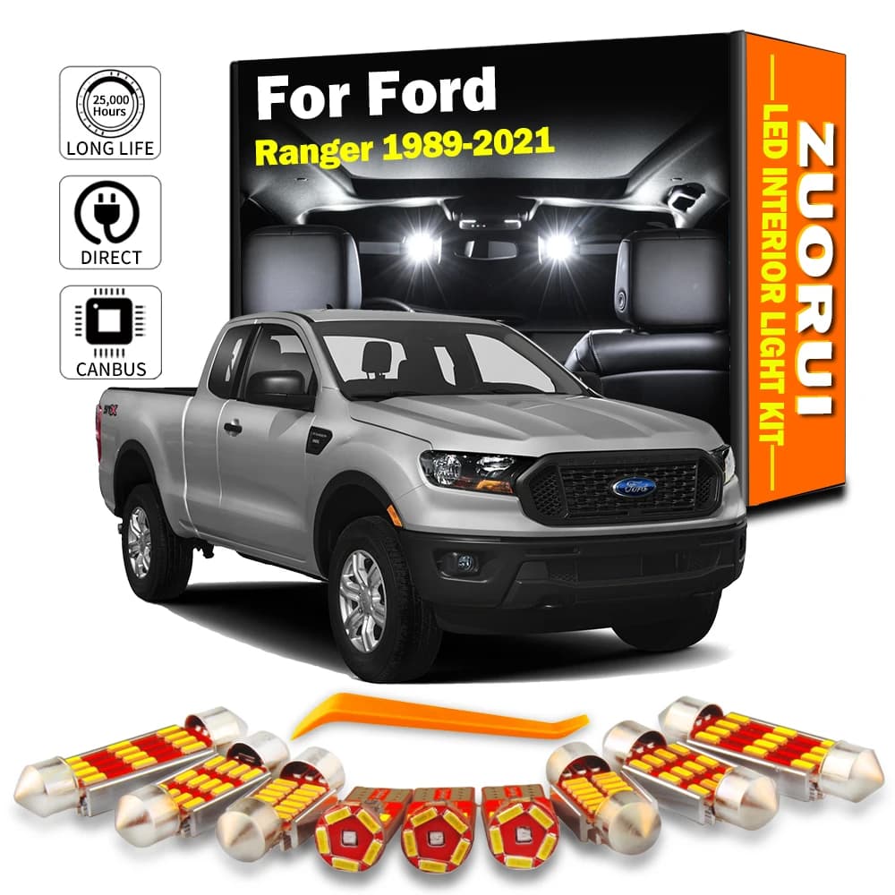 ZUORUI pour Ford Ranger 1989-2018 2019 2020 2021 Canbus véhicule LED intérieur coffre ampoules sans 