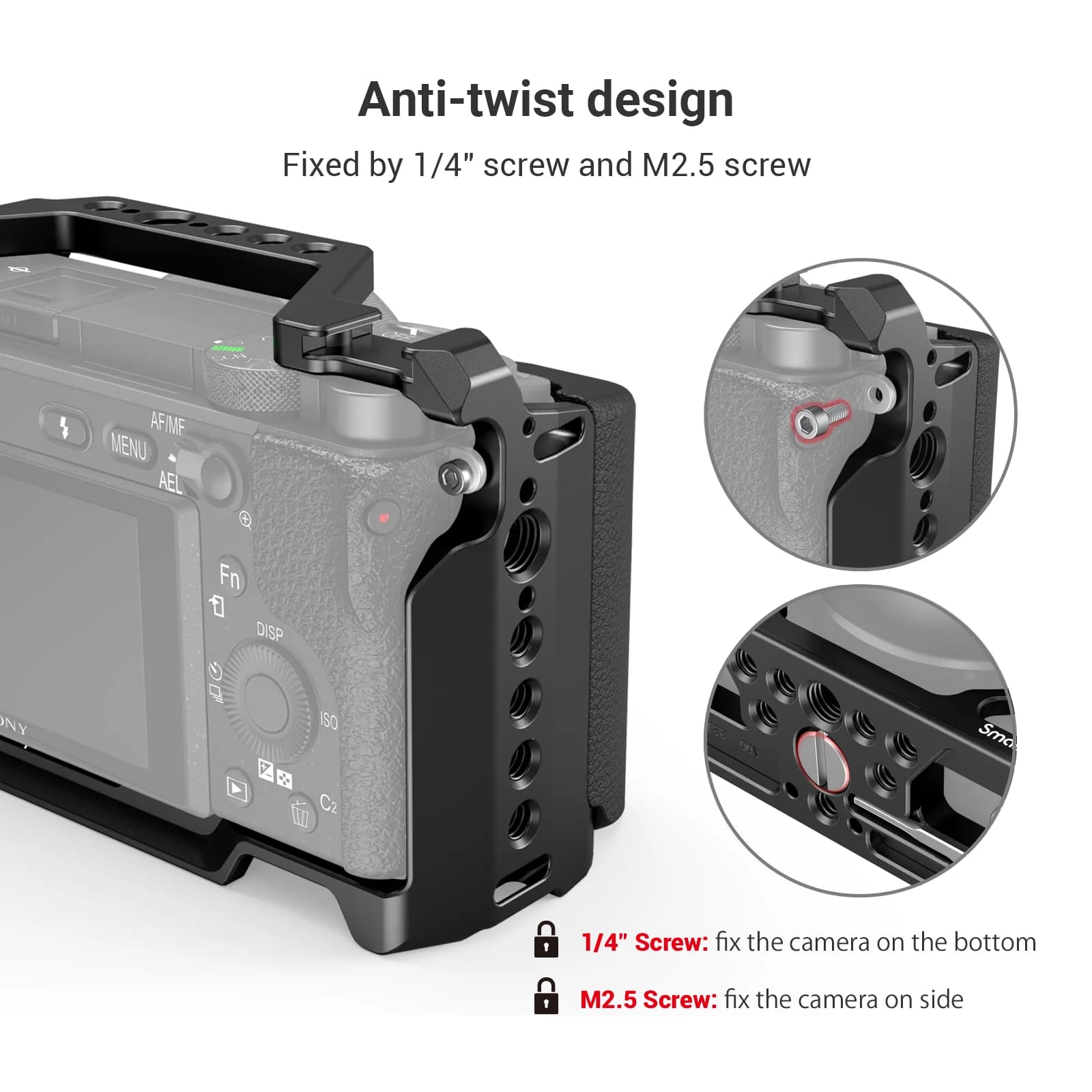 SmallRig-Appareil photo reflex numérique pour Sony A6400 avec poignée en silicone et griffe froide, 